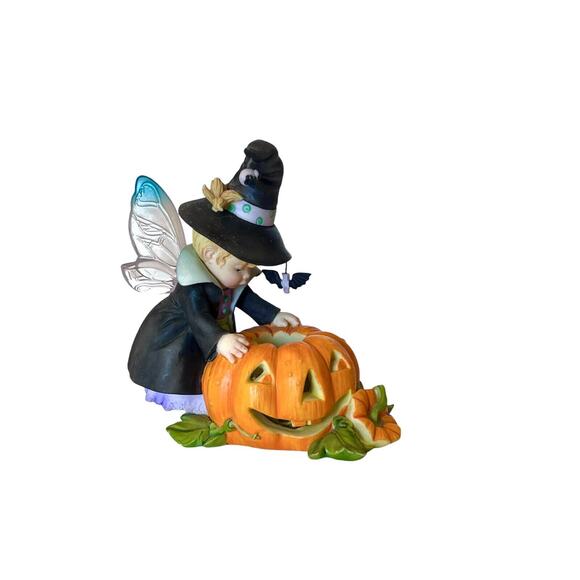 My Little Kitchen Fairies JACK O LANTERN FAIRY Lite Up Pumpkin Witch Fairy Girl - Picture 4 of 11